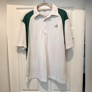 Masters Tournament Golf White & Green Polo Shirt with Masters logo EUC size L